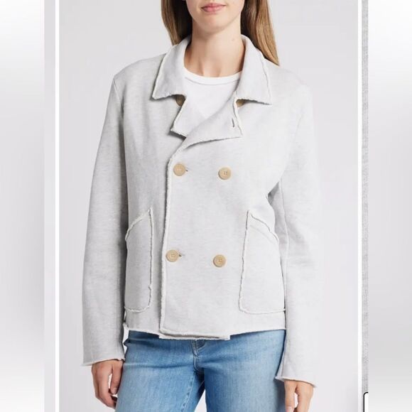 Frank & Eileen Mini Belfast Cropped Sweatshirt Peacoat Triple Fleece Gray Small - Picture 1 of 8